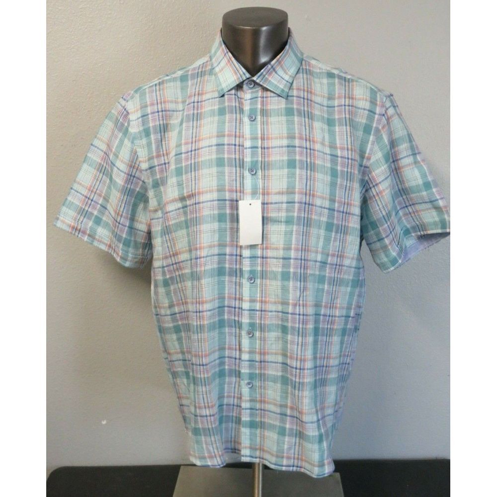 Mens Report Collection Resort Shirt‎ Size XXL Linen Multicolor Short Sleeve New
